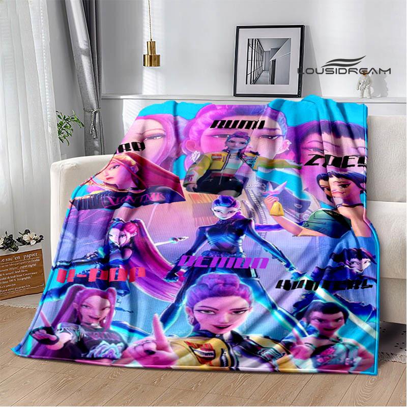KPop Demon Hunters Cartoon printed blanket Picnic blanket Warm Flannel blankets Home bed linings blankets for beds Birthday Gift