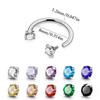 Набор серег-гвоздиков и кольца в нос из нержавеющей стали с подковой и инкрустацией цирконами