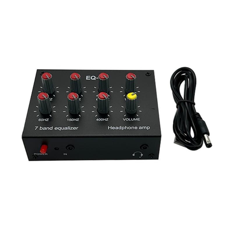 7 Band Digital Equalizer 3.5mm Jack Dual Channel Audio Headset Amplifier 12dB High Bass Adjustment for Mobile Phone