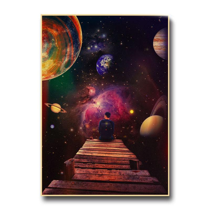 Vintage Astronaut Space Dreaming Poster Fantasy Flower NIght Wall Art Home Decoration Kawaii Room Decor Quality Canvas Posters