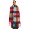 Long Plaid Wool Scarf Mohair Women Cape Elegant Rainbow Tassel Shawl  Student