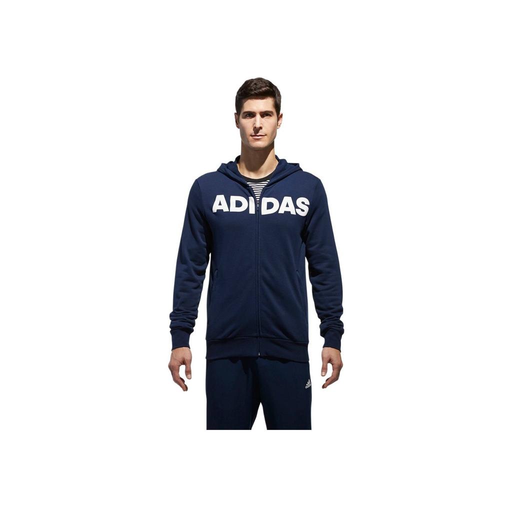 adidas Вязаная куртка с капюшоном, удобная, с длинным рукавом, мужские куртки, темно-синяя CX4957