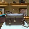 Spring and Summer New Real Cowhide Box Bag Fashionable Commuter Handbag Elegant and High-end Single Shoulder Messenger Women's Bag