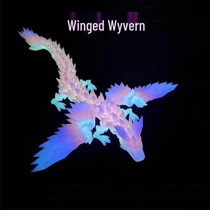 Набор светящегося яйца дракона, напечатанного на 3D-принтере, и подвижной игрушки кристального дракона для детей