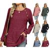 Women's Autumn Winter Pullover Long Sleeves Round Neck Raglan Sleeves Solid Color T-shirt Split Top