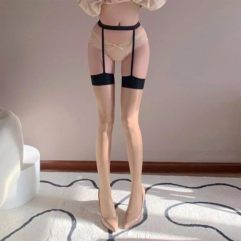 Черные/красные нейлоновые чулки до бедра, сексуальное эротическое белье для косплея, подвязки, длинные чулки, женские ультратонкие прозрачные колготки