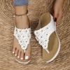 Large Size Wedged Slippers Toe Flip-flops 2025 Hot Summer New European and American Fashion Flower Sandals
