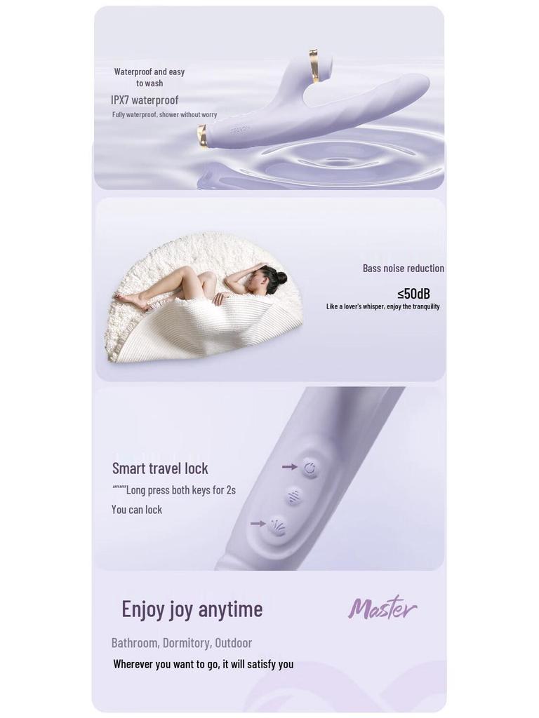 Jieshibang Master Series Thin Self-Retracting Vibrator - Fairy Purple Female Masturbator