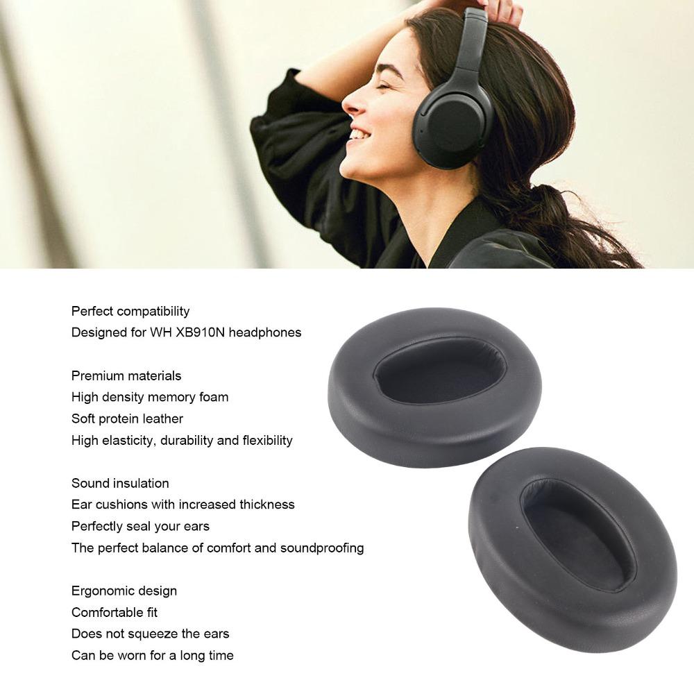 2PCS Leather Noise Isolation Ear Cushions Ear Covers for Sony WH XB910N Headphones Audio Accessories