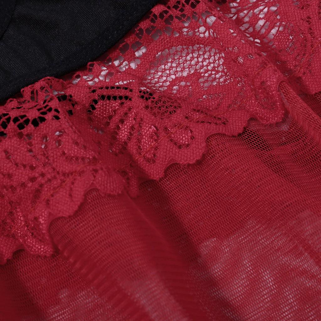 Sexy Wireless  Rimless Pajamas Lace Nightdress Silk Underwear Women Sleepwear