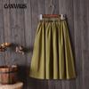 Летняя женская юбка трапециевидного силуэта в студенческом стиле, свежая литературная юбка средней длины с поясом