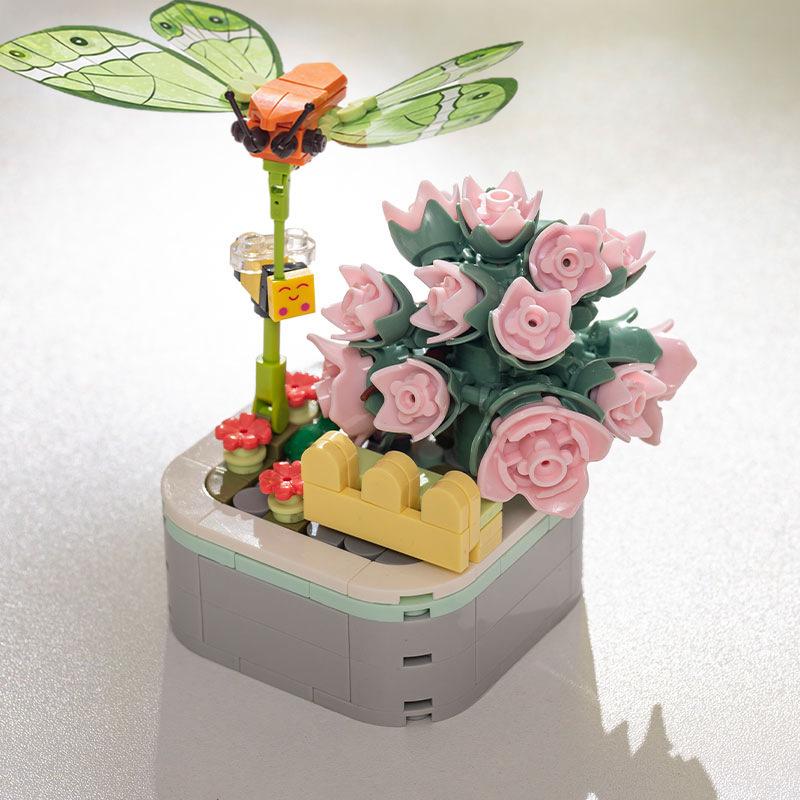 Совместимые с Lego Строительные блоки «Насекомые и животные»: Развивающая игрушка для сборки цветов и праздничный подарок для настольных украшений детей
