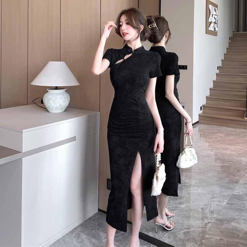 Women's Style Young Jacquard Split Cheongsam Dress