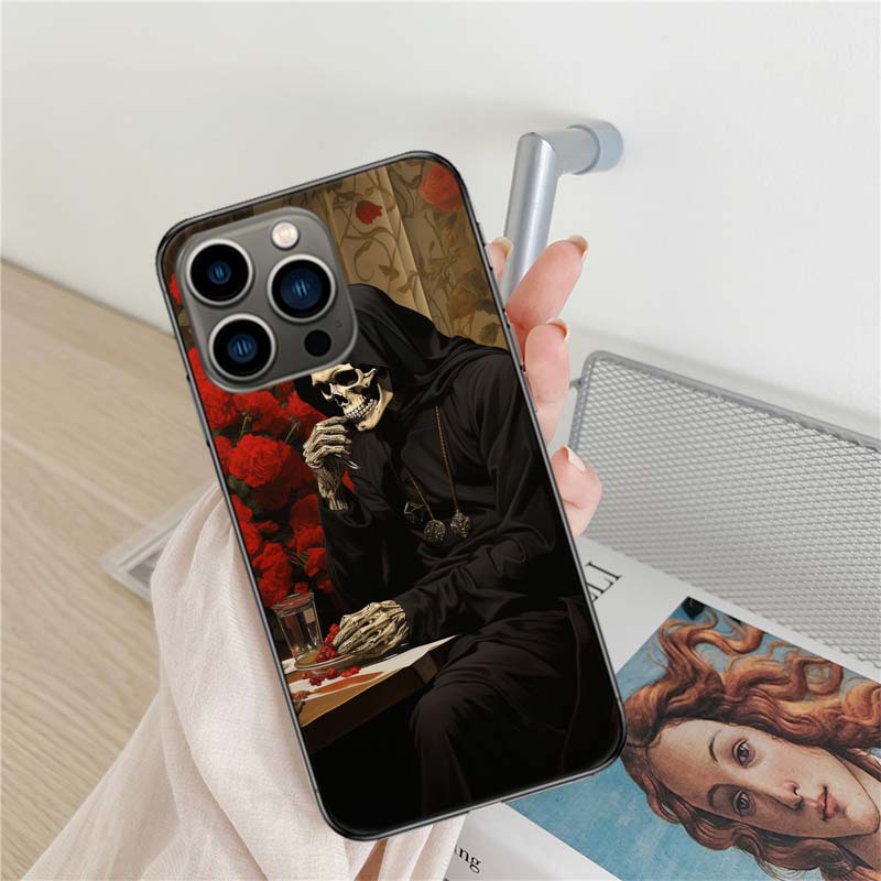 Чехол для телефона 'Жнец Череп Скелет' Для Iphone 17 Air 16 15 Pro Max 14 Plus 16E Coque 13 Pro 12 Mini 11 Прозрачный Силиконовый C