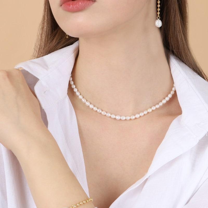 Ozel Silver925 Боб Ожерелье с натуральным жемчугом