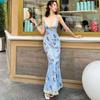 17/5000 Women's Summer Print Sexy Backless Lace Halter Dress
