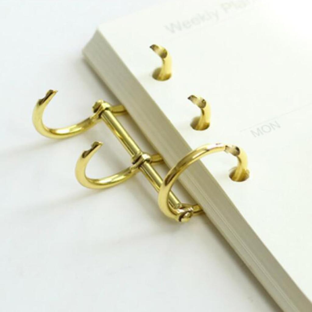 SEWACC Metal Binder 25mm Inner Set of Ideal for DIY document file report and receipt and craft 3-Ring Rings, Diameter, 6, Gold. loose-leaf binders,