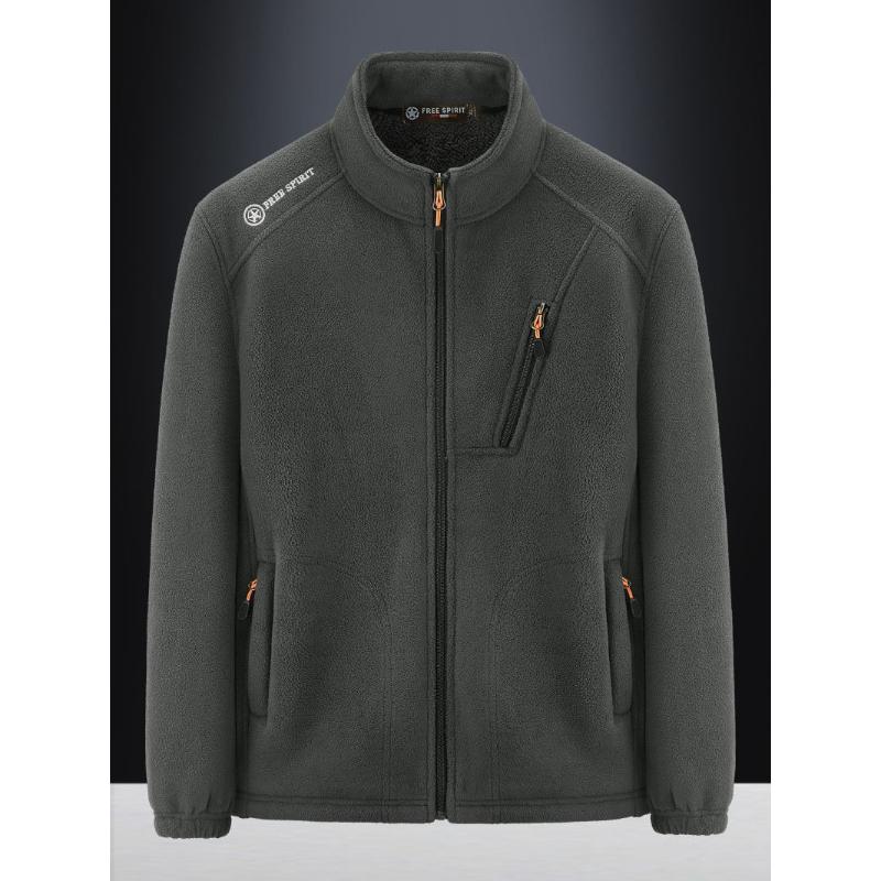 Пушистая куртка шерпа для мужчин, повседневная, на молнии, со стойкой, осенне-зимняя, теплая верхняя одежда, флисовые куртки, мужское пальто для активного отдыха, походов, мягкое, с карманами