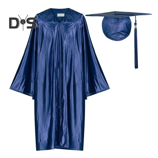 1 комплект, унисекс, выпускной халат, шапка, передняя молния, свободный V-образный вырез, свободная кисточка, бирка на год, колледж, бакалавр, доктор, магистр, выпускная церемония, кепка