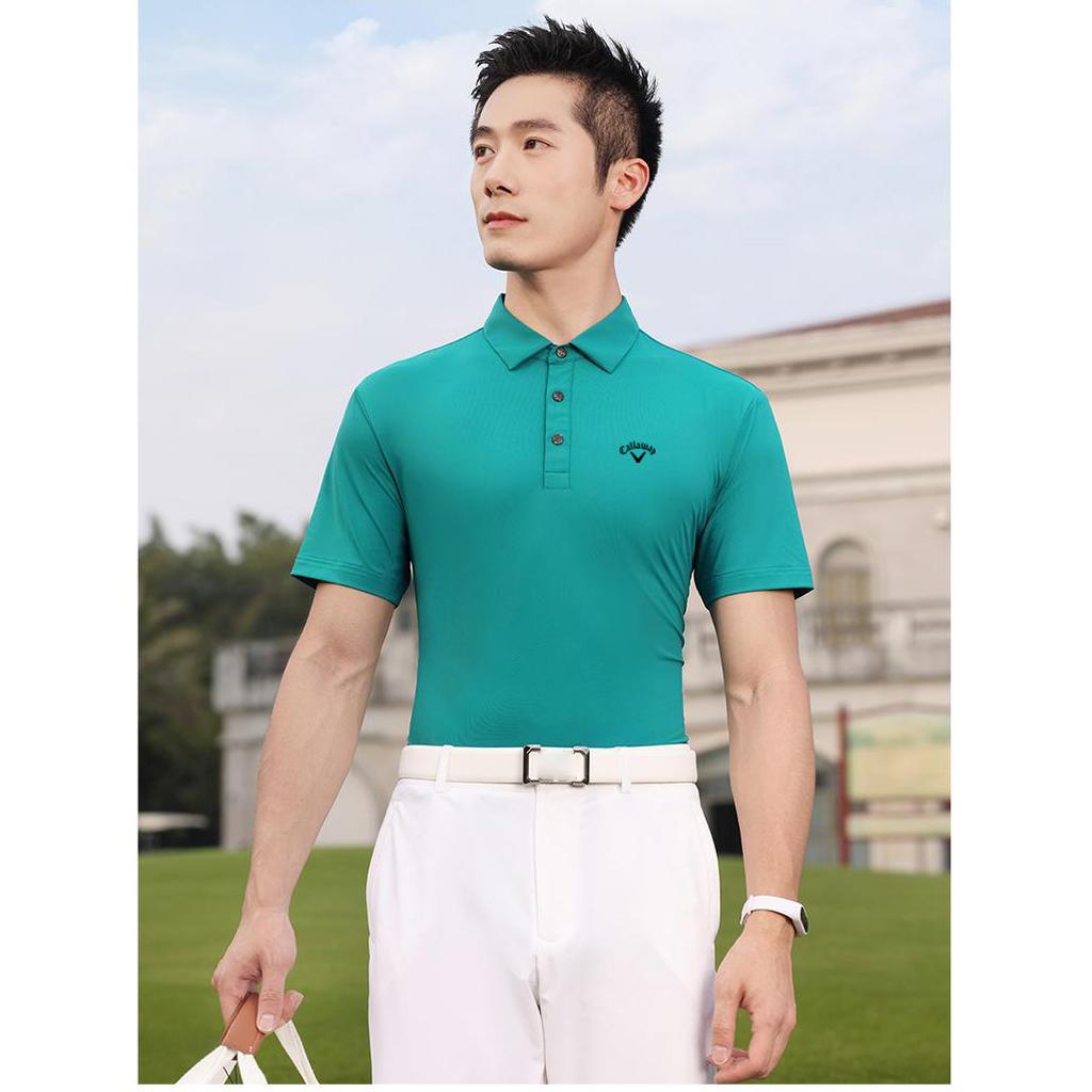 Callaway 2025 Летняя вышитая рубашка поло для гольфа, бизнеса, отдыха, спорта, прохладная на ощупь, впитывающая влагу и сухая на ощупь