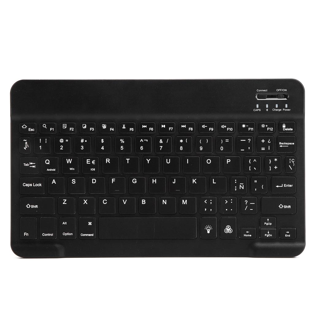 Беспроводная Bluetooth-клавиатура 10 дюймов с RGB-подсветкой, квадратные колпачки клавиш для телефона, планшета, черная, тайская