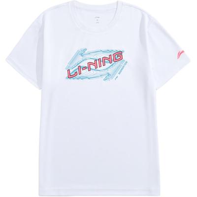 Li-Ning Удобная дышащая универсальная футболка с коротким рукавом унисекс топы стандарт-белый AHSU955-2
