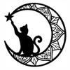 Moon Cat Silhouette Metal Crafts Openwork Black Cat and Moon