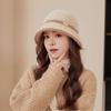 New Plush Fisherman Hat for Women's Fashionable Basin Hat Korean Style Fashionable Temperament Versatile Face Showing Small Warm Bucket Hat