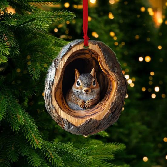 Christmas Animal Ornament Cartoon Forest Animal Hanging Decoration 2D Flat Acrylic Pendant for Christmas Tree Decor