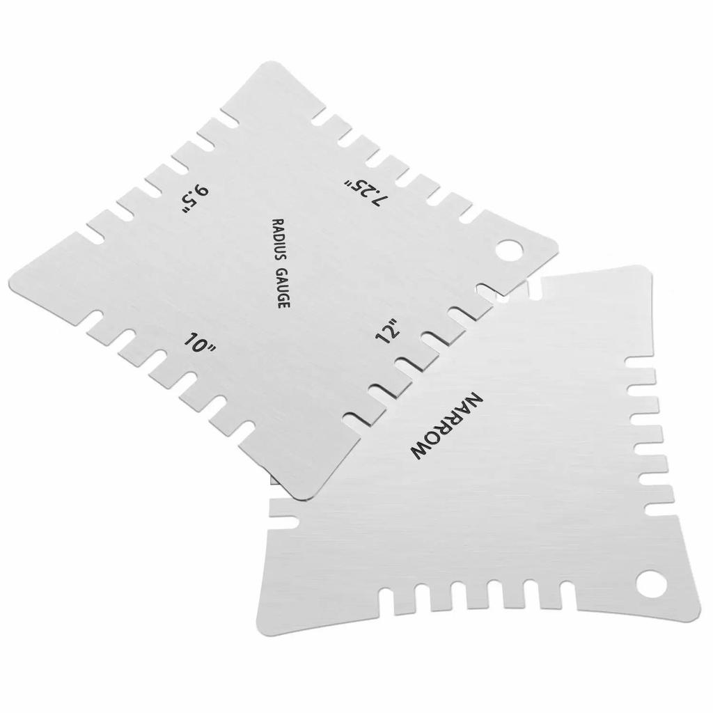 Набор инструментов для мастера по гитаре, включающий линейку для струн, измеритель радиуса подструны, измерители радиуса с надрезами и щуп