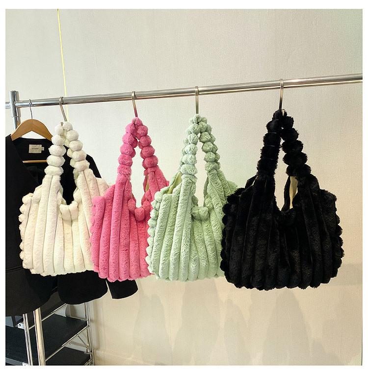 Stylish Large Capacity Plush Tote Bag Soft Urban Chic Fluffy Shoulder Bag