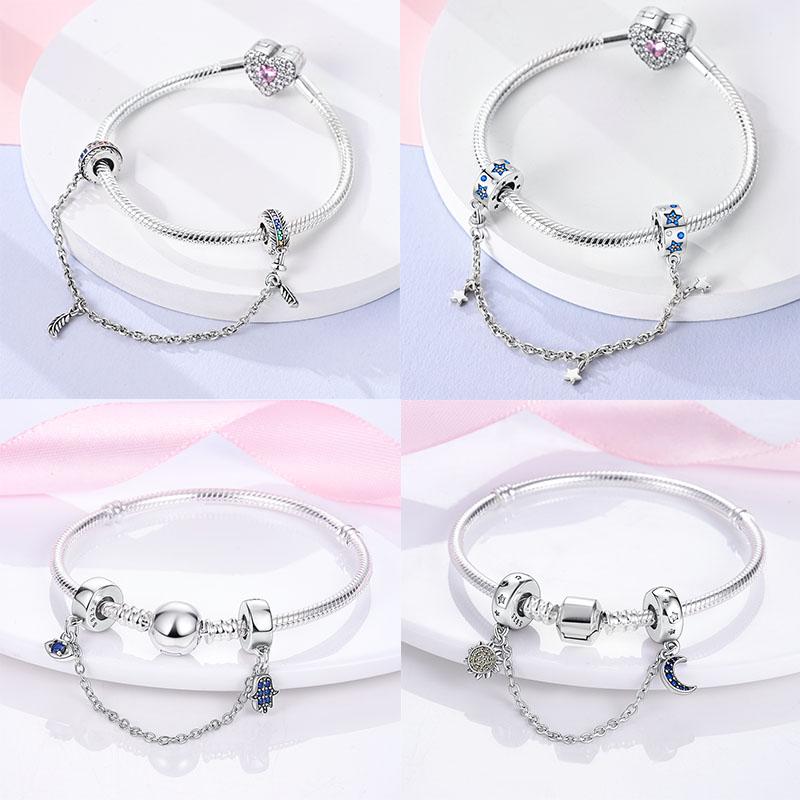 Charms Plata De Ley 925 Evil Blue Eyes Silver Sun Star Elk Dinosaur Flower Charm of Original Fits Women Anniversary DIY Jewelry