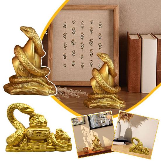 Украшение в виде змеи со знаком зодиака, статуэтка змеи из смолы, настольная статуя змеи, приносящей богатство и удачу, для китайского Нового года, домашнего офиса, декора