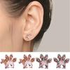 Cute Cubic Zirconia Inlaid Cats Paw Stud Earrings Women Piercing Jewelry Gift