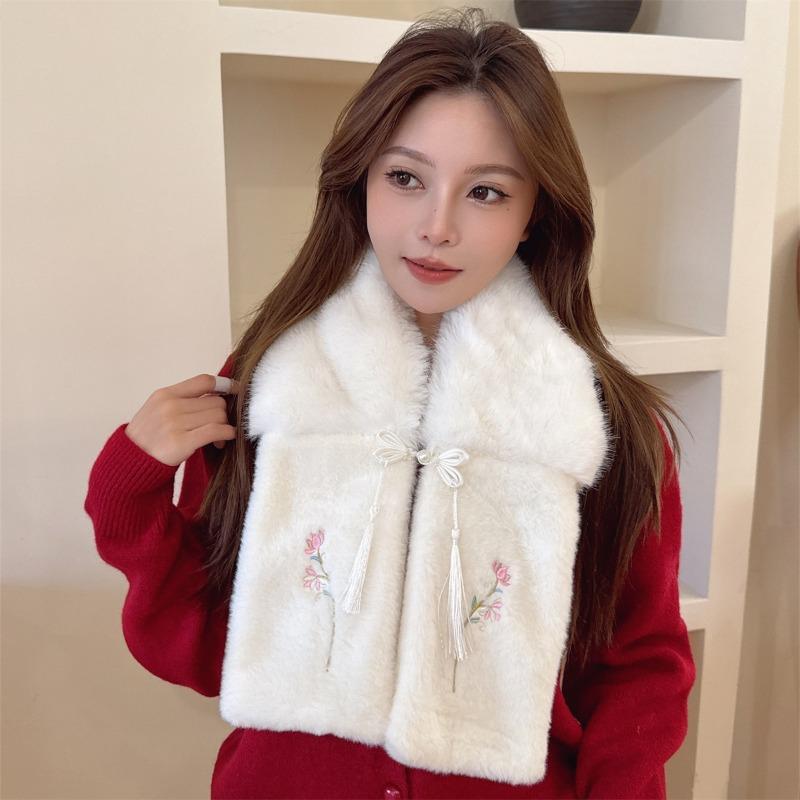 New Christmas Gift Cute Red Scarf Women's Winter New Warm and Versatile New Year's Day Plush Scarf