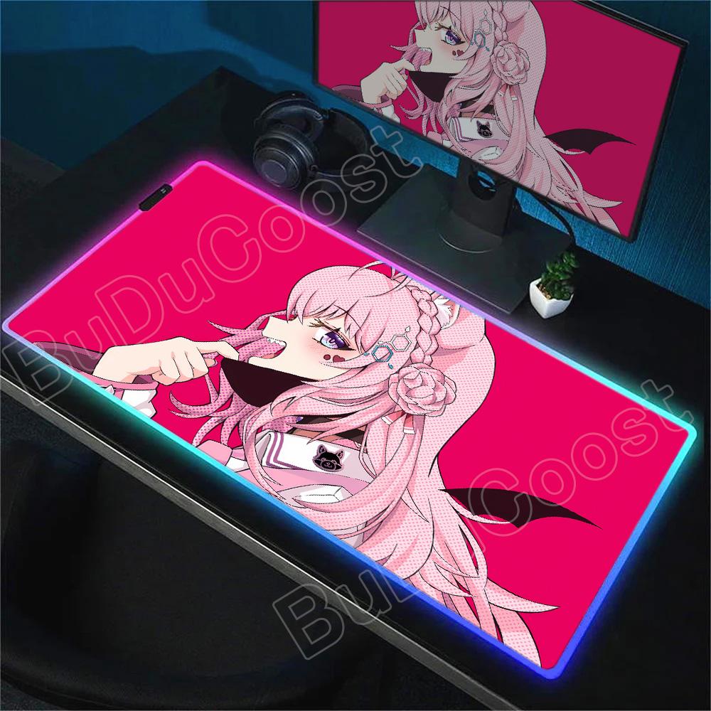 RGB Anime Cute Hakui Koyori Mousepad Non-slip Rubber Gaming Hololive Mouse Pad Keyboard Mat Computer PC Laptop Pad Game Desk Mat
