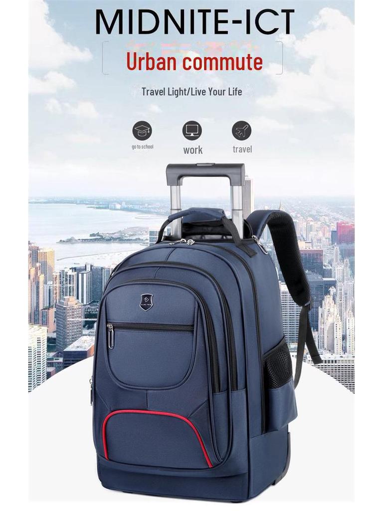 Стильная многофункциональная сумка на колесиках: Модный деловой рюкзак большой вместимости с универсальной цветовой гаммой для путешествий и компьютеров