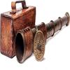 RII 12x Telescope, J. Scott London Functional Vintage Handcrafted Collapsible Pirate Spyglass with Imprinted Leather Case