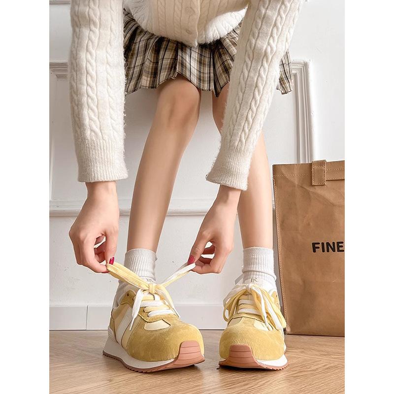 Уродливо-милые ретро цветовые сочетания немецкие тренировочные туфли женские 2025 новые на толстой подошве легкие с круглым носком на шнуровке спортивные и для отдыха обувь Форреста Гампа