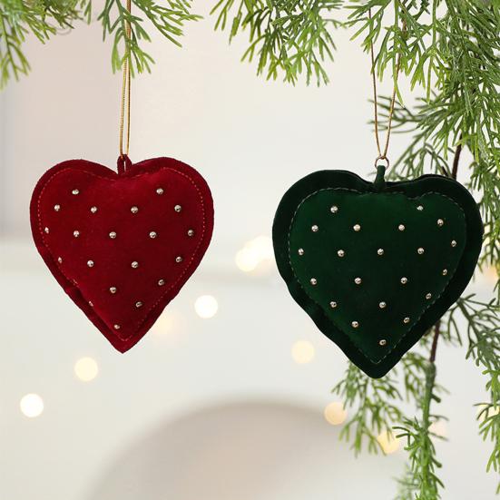 Бархатные елочные украшения Стразы Сердце Форма банта Подвесной декор для рождественской елки Витрина и Фермерский дом DIY Поделки