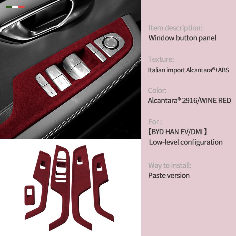 Car Window Lift Button Control Panel Armrest Frame Automotive For BYD Han EV stickers Interior Accessories Cover Trim