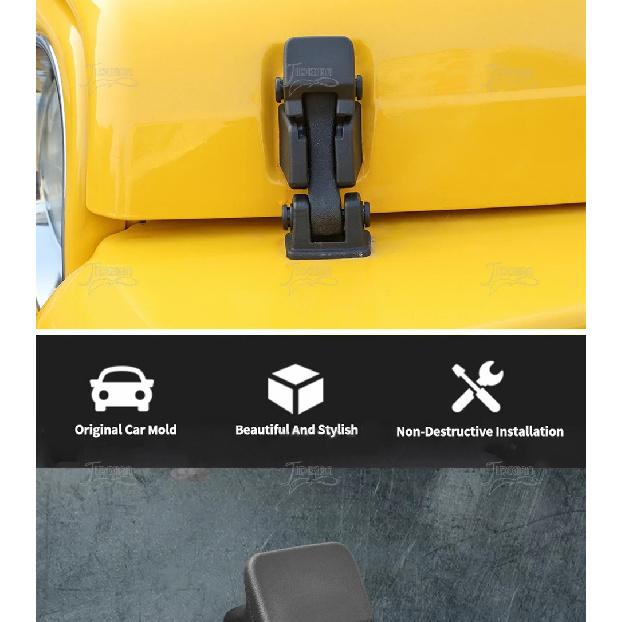 JIDIXIAN A Pair Black Car Engine Hood Latch Catch Lock Cover for Jeep Wrangler TJ 1997-2006 ABS Car Exterior Accessories