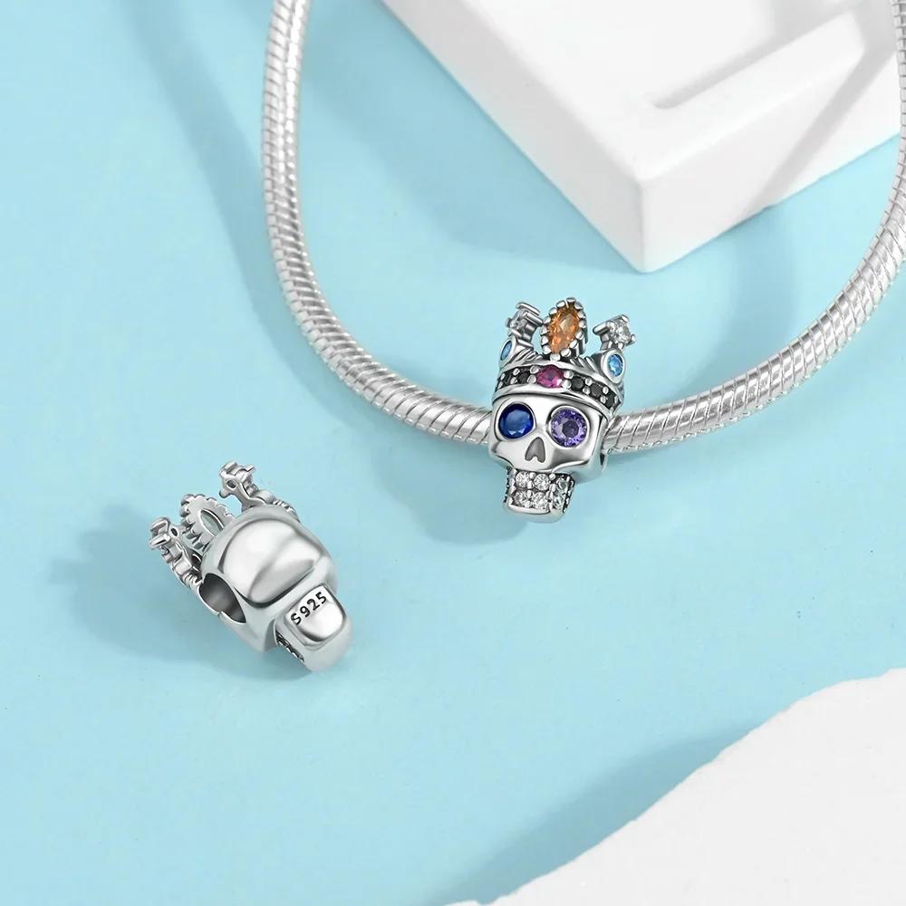 Anniversary Copper Halloween Series Charms Luminous Skull Lil Ghost Beads Fit Original Bracelet Women Fine Jewelry Gift