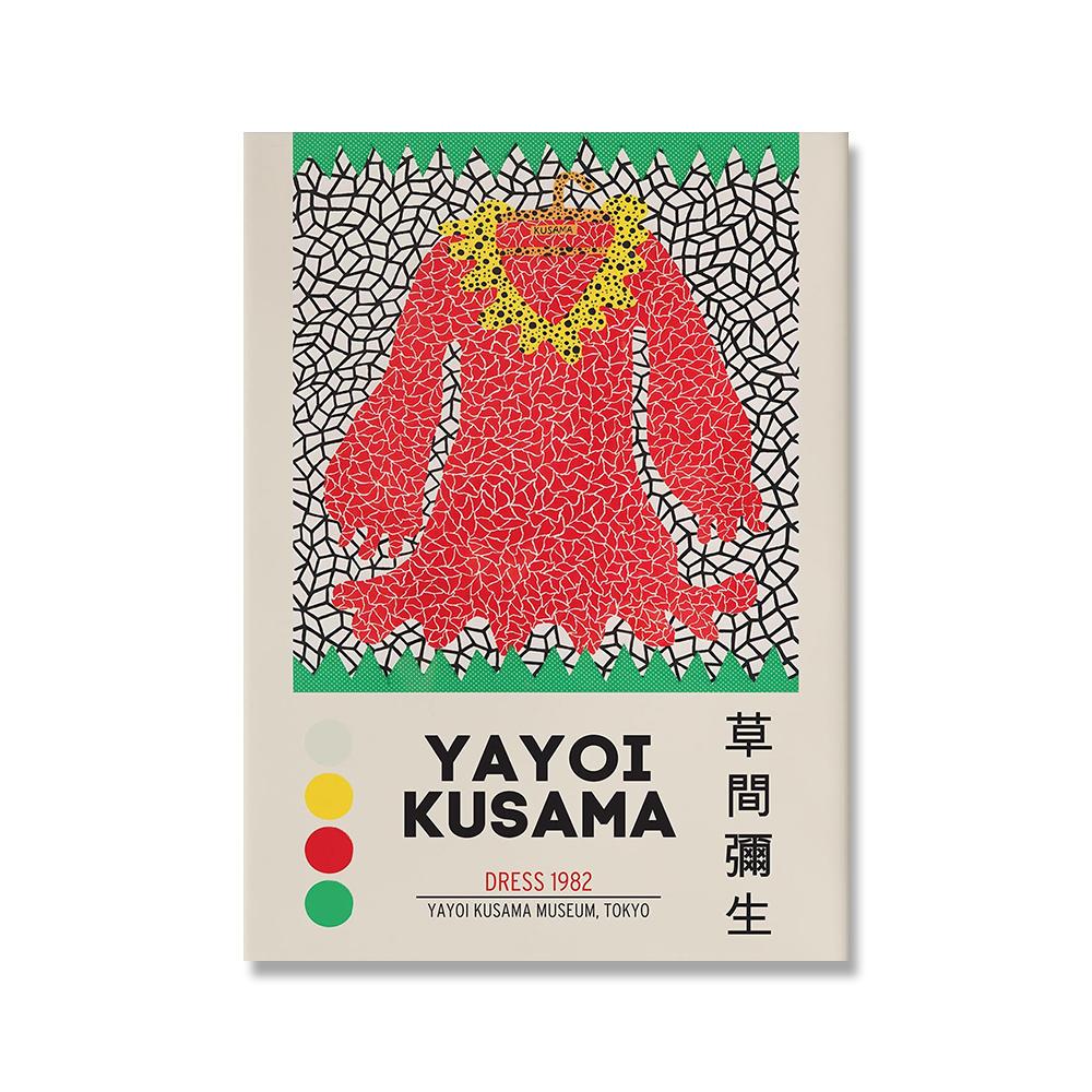 Яёи Кусама Японская выставка современного искусства Картина на холсте Плакат Современные цветы Тыквенные точки Глаза Декор для дома Настенные принты