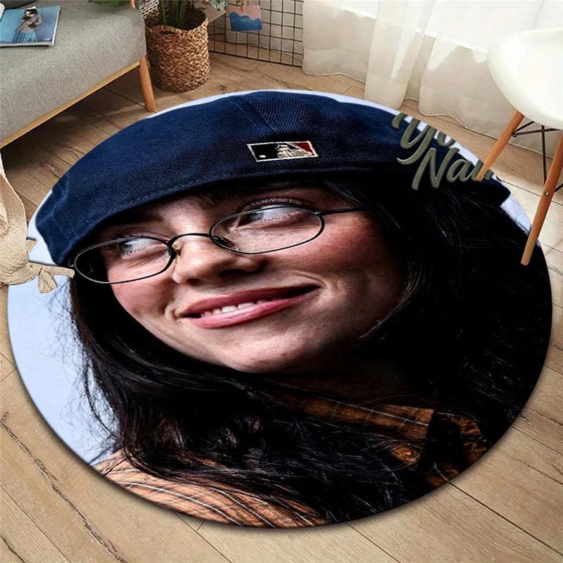 Billie Eilish Custom Name Round Area Rug,Carpet Rug for Living Room Bedroom Sofa Playroom Decor,Non-slip Floor Mat