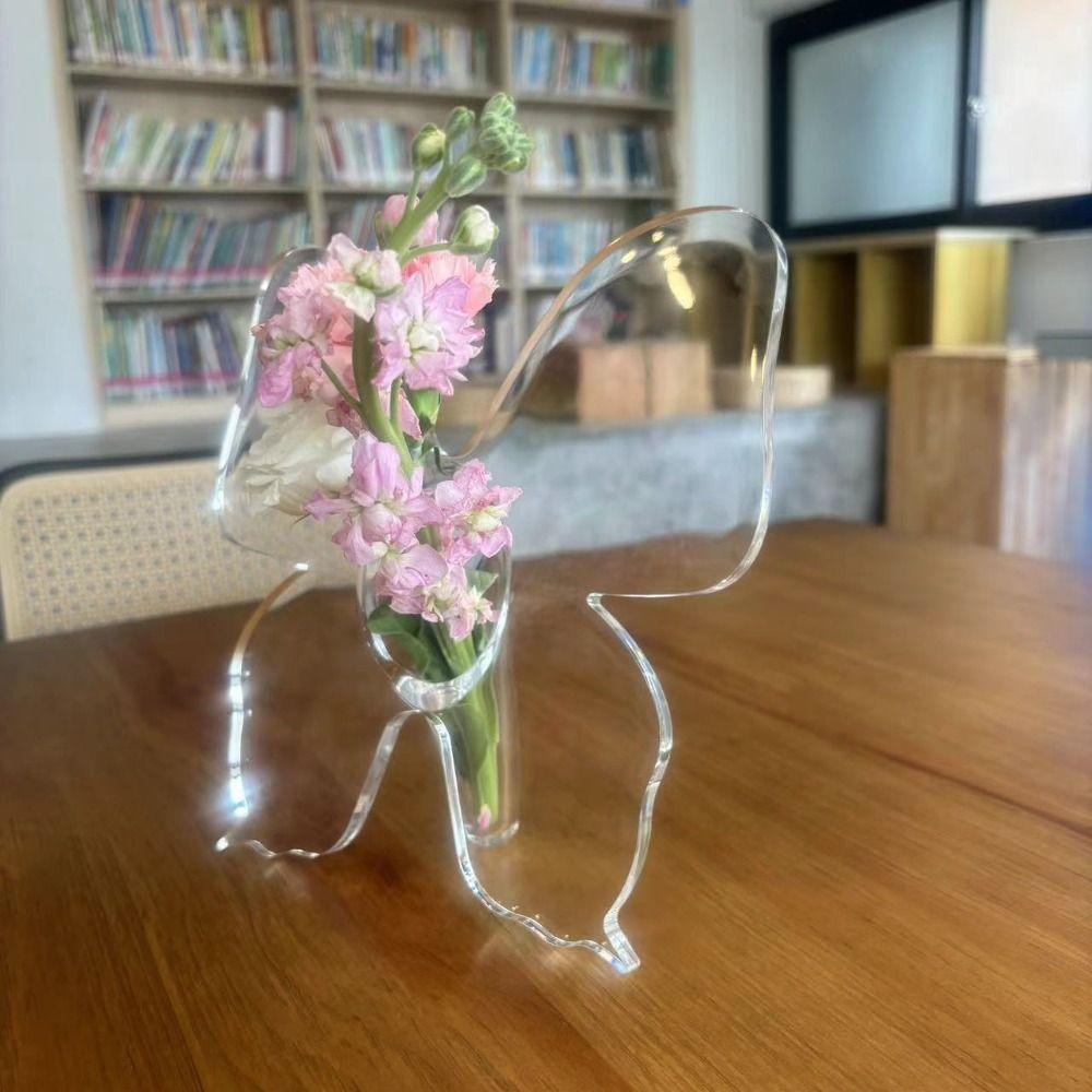 Acrylic Butterfly Acrylic Vase Transparent Desktop Ornament Hydroponic Flower Vase Banquet