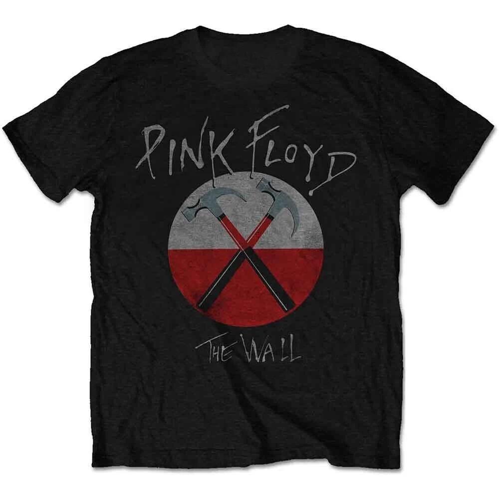 Pink Floyds The Wall Классический Рок Черная Футболка Топы Винтажная Свободная Хлопок Мужская Женская Футболка Круглый Вырез Футболка Одежда