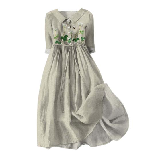 Женское летнее платье с отложным воротником и цветочным принтом, с короткими рукавами, плиссированное трапециевидное платье с высокой талией и большим подолом, однобортное платье миди для отдыха