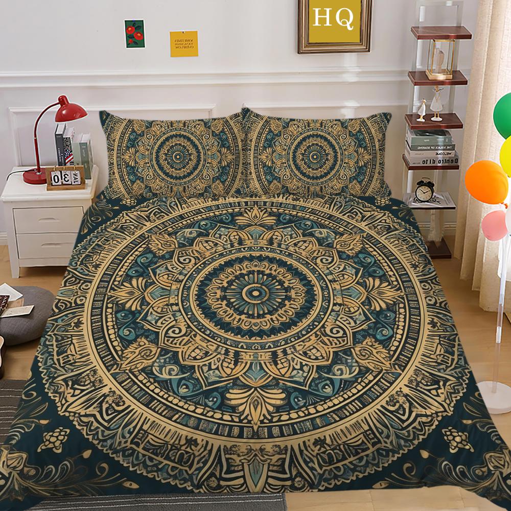 Роскошный комплект пододеяльников, домашняя постельная одежда, покрывало с принтом мандалы, высокое качество, пододеяльник, один размер, декор для спальни