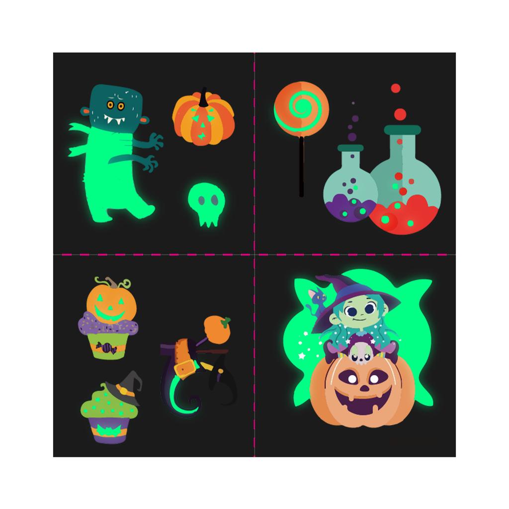 New Halloween glow-in-the-dark tattoo stickers, cartoon style, high-end children's tattoo stickers, waterproof and easy to peel off